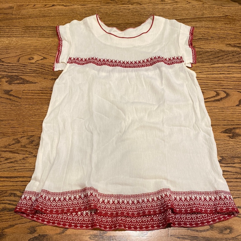 The GREAT.  Cotton Gauze Tunic with Red Embroidery, Size 2.